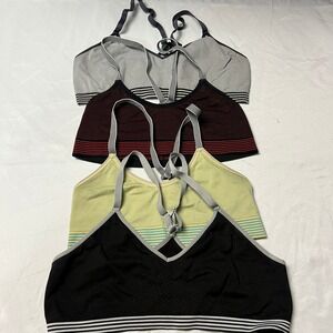 2 Fabletics 2 One‎ Size Seamless Sports Bras Gray Black Red Yellow 4 Pack - M/L